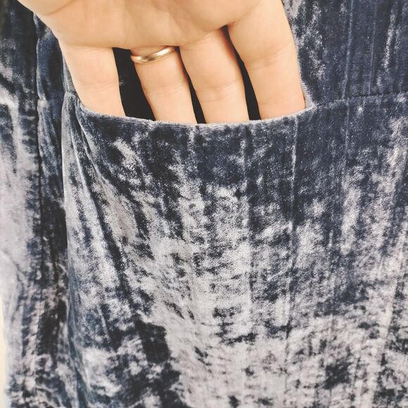 Floreat Anthropologie Dress Medium Blue Crushed Velvet Whimsigoth Dark Romance - Picture 7 of 15